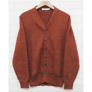 INIS MEAIN Knit Cardigan - 100% Linen - Brick Color, Size M